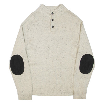 CHAPS Herrenpullover Creme Mit Knopfleiste Eng Gestrickt L