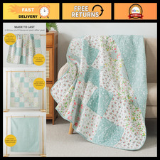 Cotton Quilted Throw Blanket 50" x 60" - Cozy Whispering Flowers Design