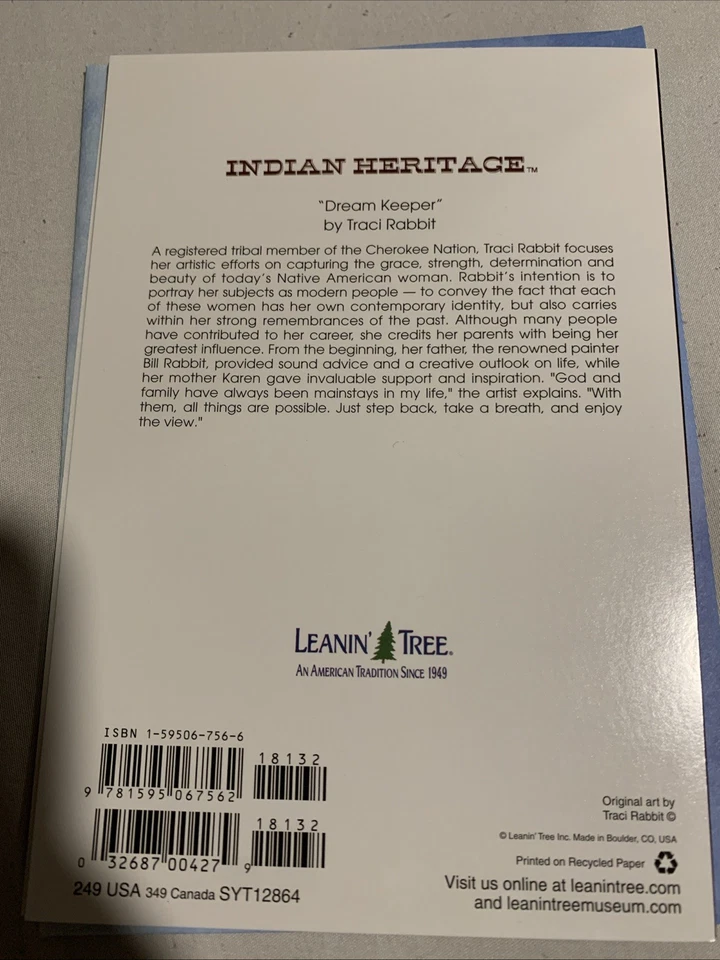 Leanin Tree Sympathy Card “Dream Keeper” By Traci Rabbit - Image 2 of 4