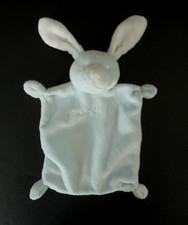 46. Doudou plat GRAIN DE BLE ZANNIER LAPIN bleu blanc rectangle - TBE