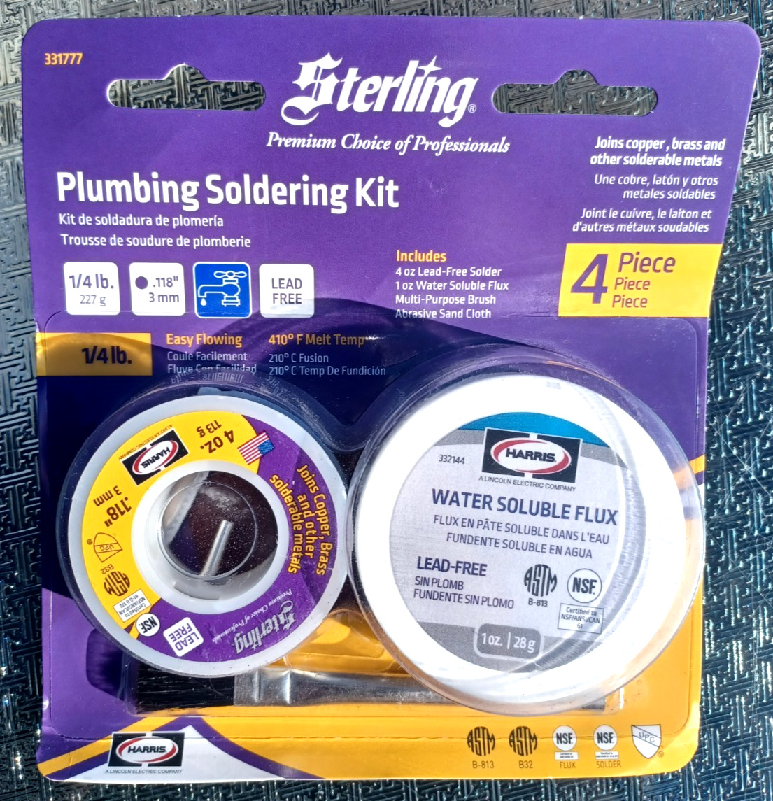 Harris Sterling Premium 4-oz Lead-Free Plumbing Solder & Flux Kit 331777 NEW