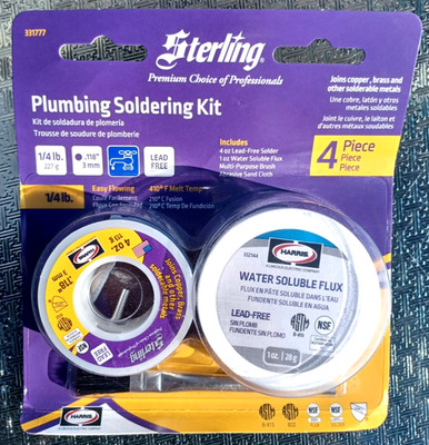 Harris Sterling Premium 4-oz Lead-Free Plumbing Solder & Flux Kit 331777 NEW