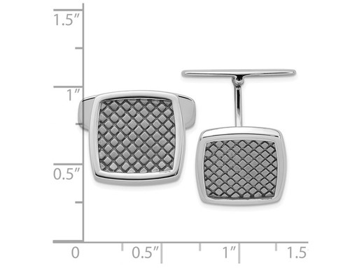 Mens Sterling Silver Square Cuff Links - Picture 2 of 3