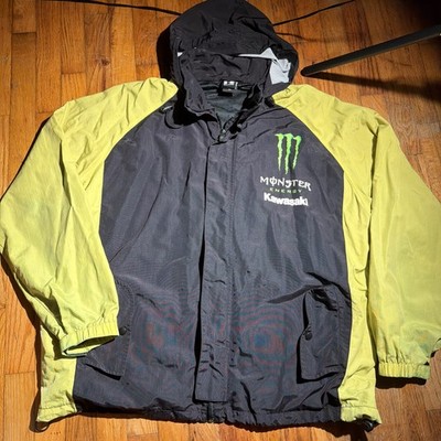 【グッドデザイン】KAWASAKI MONSTER レーシングジャケット　XL VTG Kawasaki Monster Energy Drink Racing Rain Jacket XL Hoodie