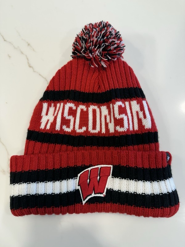 ‘47 Wisconsin Badgers Hat Beanie Red and Black Stocking Cap Winter Hat