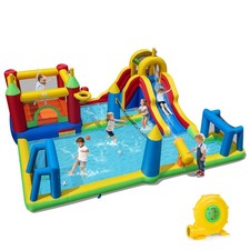 Inflatable Water Slide Bounce House w/Climbing Wall, Splash Pool, 780W Blower