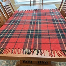 Vintage Troy Robe Wool Throw Blanket Tartan Plaid Red Black Stadium Cabin 54" Sq