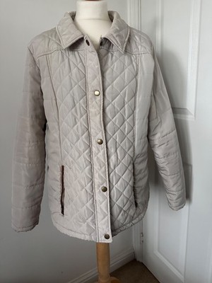 Julipa Women s Quilted Jacket UK 14 Beige Taupe Lightweight Padded Coat Winter