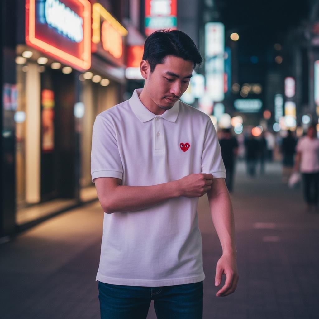 トップス vintage GARCONS AD1994 poloshirt a2 COMME DES GARCONS CDG PLAY RED HEART POLO SHIRT WHITE AZ-T006-051