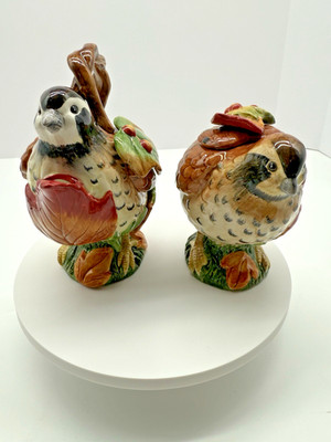 Fitz and Floyd Classics Quail Bird Creamer & Sugar Bowl Huntington Hand Crafted