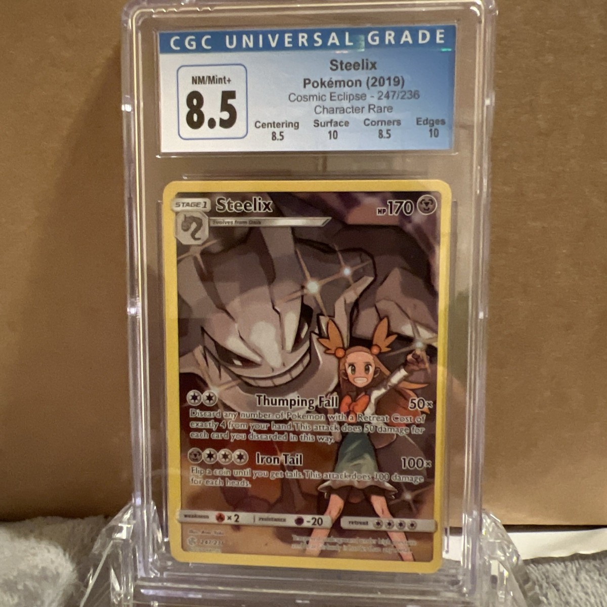 pokemon cosmic eclipse rare card Pokemon Steelix 247/236 Cosmic Eclipse Holo Rare 247/236 2019 CGC 8.5 NM/MT  Subs
