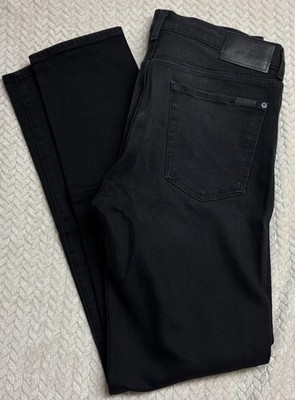 7 For All Mankind Ryley Jeans Mens 34 Black Slim Straight Stretch Denim