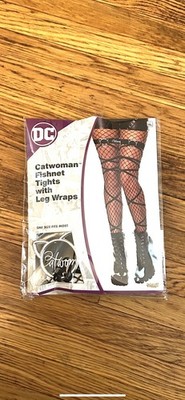 DC Comics Batman CATWOMAN FISHNET TIGHTS & LEG WRAPS One Size Fits Most NEW