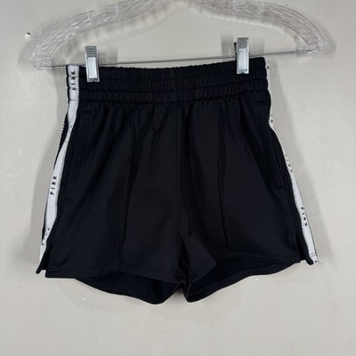 VS PINK Track Athletic Shorts Black Big Logo Side High Rise Size XS Back Pocket