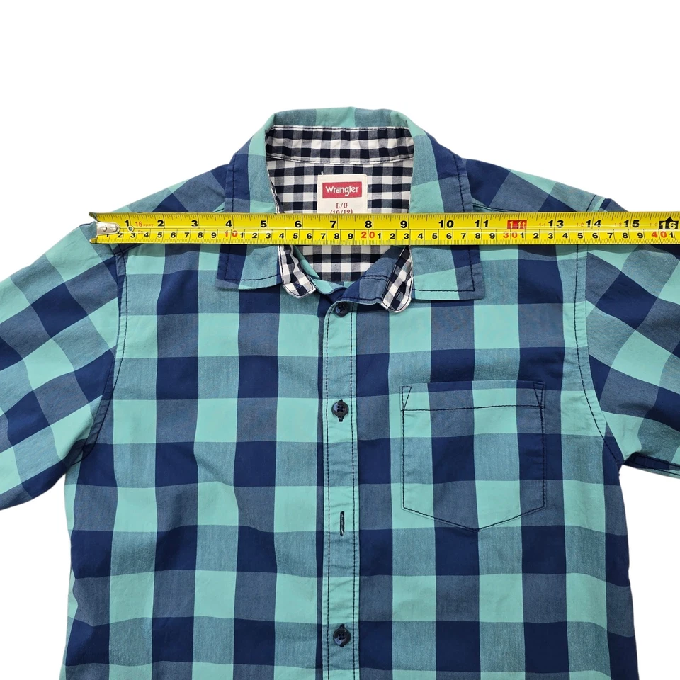 Wrangler Jungen Gingham Check Kurzarm Hemd mit Knopfleiste L Türkis - Bild 4 von 4