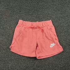 Nike Sweat Shorts Girls Medium Pink French Terry Elastic Waist Drawstring Swoosh