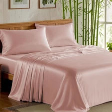 ClevaHome Sheets Queen Bed Set, 100% Rayon derived from , Luxuriously Soft, C...