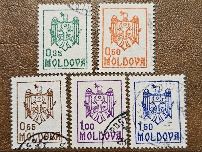MOLDOVA 1992 Coat of Arms/State Emblem Scott 26-30 USED