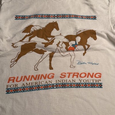 VTG Screen Stars Single Stitch 80 s Billy Mills Runner T-Shirt XL Equestrian