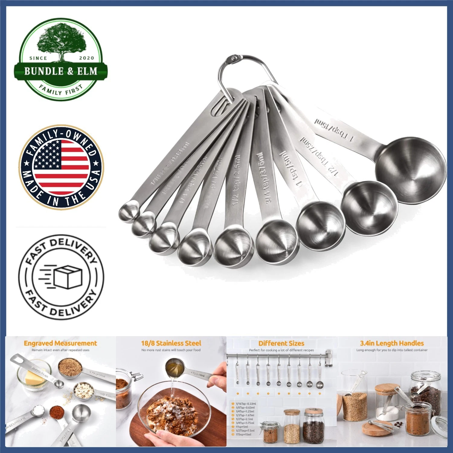 High-Quality Stainless Steel Measuring Spoons for Home and Professional Use
Opens in a new window or