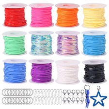 Lanyard String, 12 Rolls Gimp String Plastic Lacing Cord Elastic String for B...