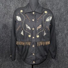 Vintage Beaded Artsy Jacket USA Boho Western Southwestern 90s Sz M No Size Tag