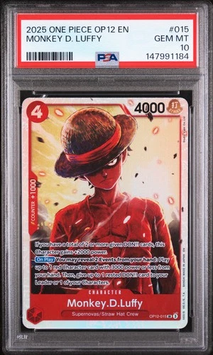 2025 ONE PIECE OP12-LEGACY OF THE MASTER #015 MONKEY D. LUFFY PSA 10