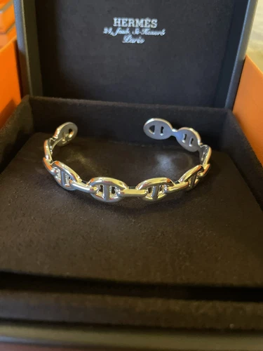 AUTENTICO BRACCIALE HERMES HERMÈS CHAINE D'ANCRE ENCHAINEE NUOVO
