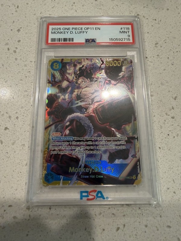 2025 ONE PIECE OP11-A FIST OF DIVINE SPEED #118 MONKEY D. LUFFY PSA 9