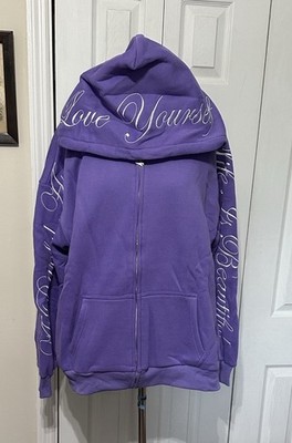Yours Truly Phora Collab Hoodie Size M Purple Full Zip