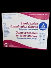 Dynarex #2451 Sterile Latex Surgical Gloves, Sz Small Box of 50 Pairs Exp 08/27