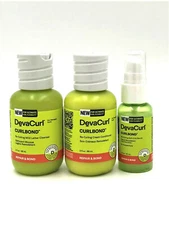DevaCurl CurlBond Re-Coiling Mild Lather Cleanser,Conditioner 3 oz & Serum 1 oz