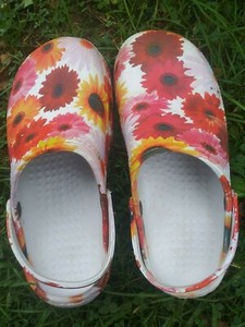Zuecos Mujer Floral Estilo Crocs Zapatos Jardín Resbalón En Sandalias 11 |  eBay