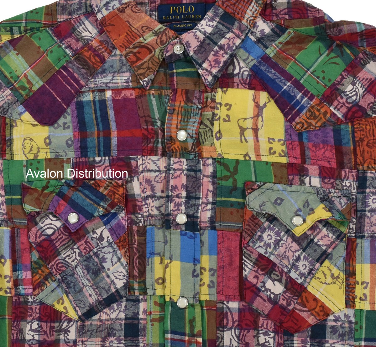 ★★POLO RALPH LAUREN★★ Classic fit patchwork madras shirt Classic Fit Patchwork Madras Shirt
