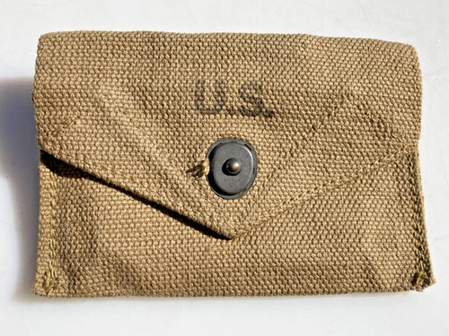 WW2 US Army Military M1942 First Aid Pouch FA Field Gear Equipment w/ Packet