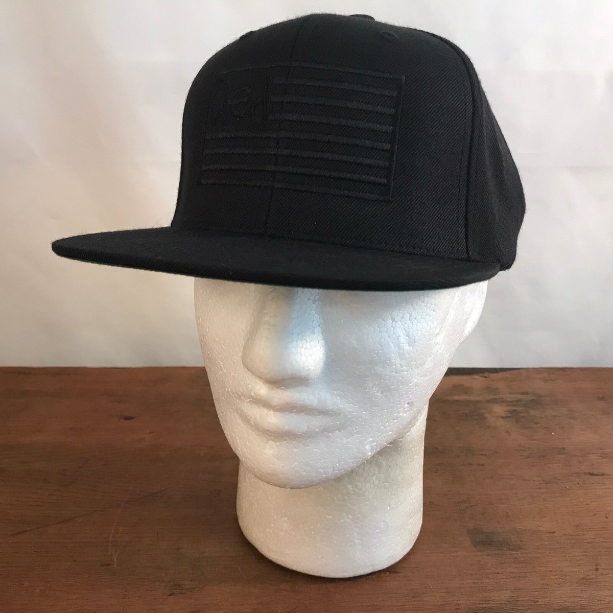 Ded Flag Black Acrylic & Wool Blend Flat Bill Snapback Cap Hat