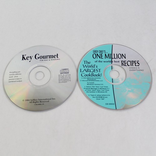 Lot Of 2 Cookbooks on CD Key Gourmet 1994 & World's Largest Cookbook 1999