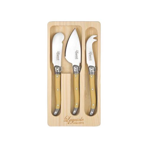 Etiouette Laguiole Cheese Knife Set Stainless Steel Knives Ivory Colour 3pcs - Picture 1 of 3