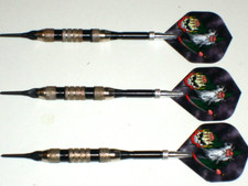 Soft Tip Darts, Used 15 Gram Plated with New Alum Spin Shafts and Flights 1898