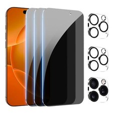 3 3 Protector De Pantalla Privacidad Antiespia y Camara Para iPhone 16 Pro Max