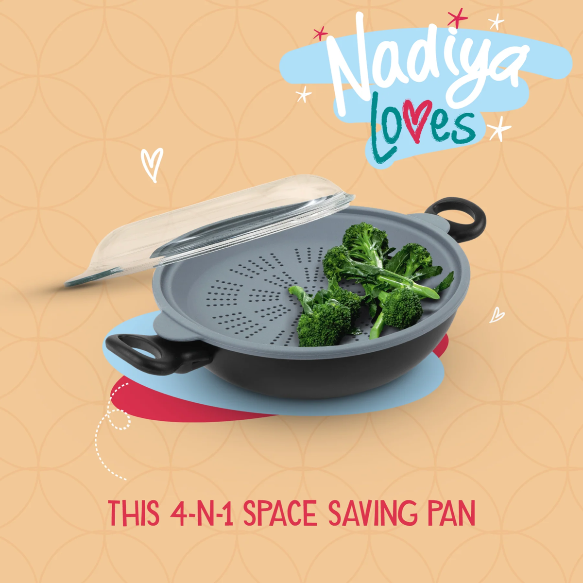 Nadiya x PRESTIGE in Wok Non Stick Wok, Steamer Multi-Use Glass Lid  Set 🎄