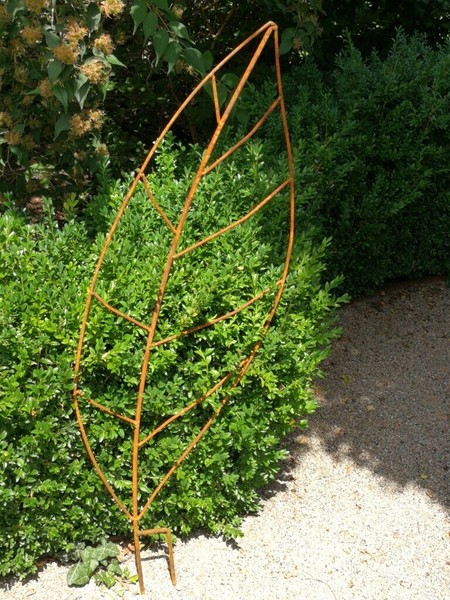 Edelrost Gartenstecker Rankhilfe Blatt Groß Rankstab Rost Gartendeko Deko Garten-image