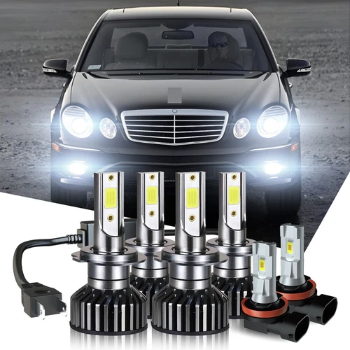 For Mercedes-Benz E350 E320 E550 6pcs LED Headlight & Fog Light Bulbs Kit