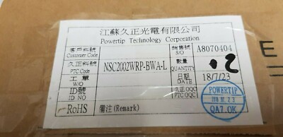 Display NSC2002WRP-BWA-L Manufacturer Powertip Original Stock in Italy