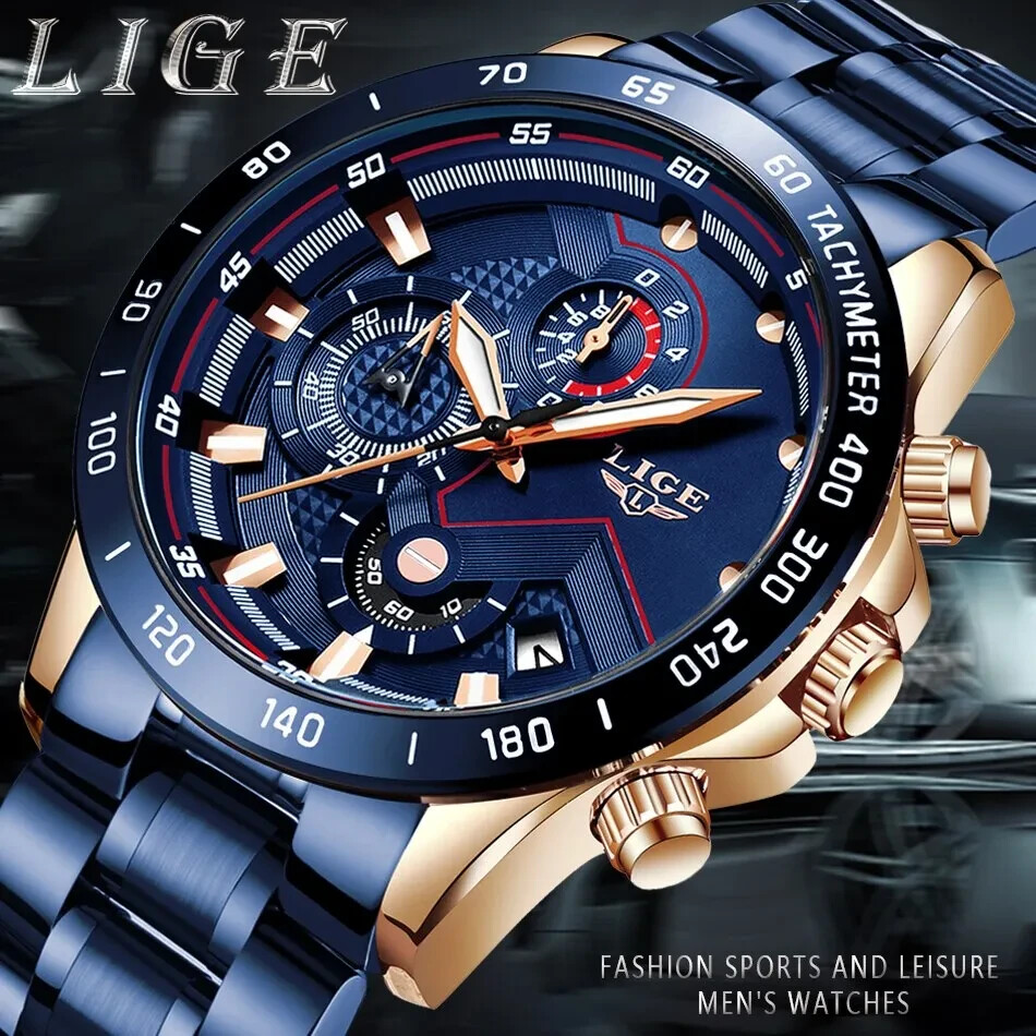 Montre bleu homme avec date et chronographe pour ne plus jamais manquer vos rendez-vous