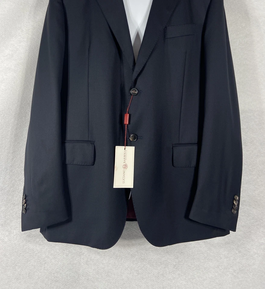 Chaqueta Luciano Barbera Para Hombre 56 US 46 Azul Marino Blazer Abrigo Deportivo 100% Lana Nueva Foto 3 de 4