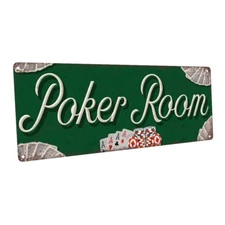 Poker Room Metal Sign; Wall Decor for Mancave, Den, or Gameroom