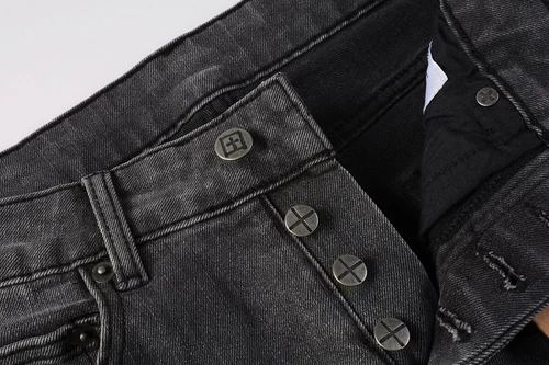 NEU KSUBI Herren dunkelgrau Patch Distressed Hose High Street Mode Jeans - Bild 6 von 12