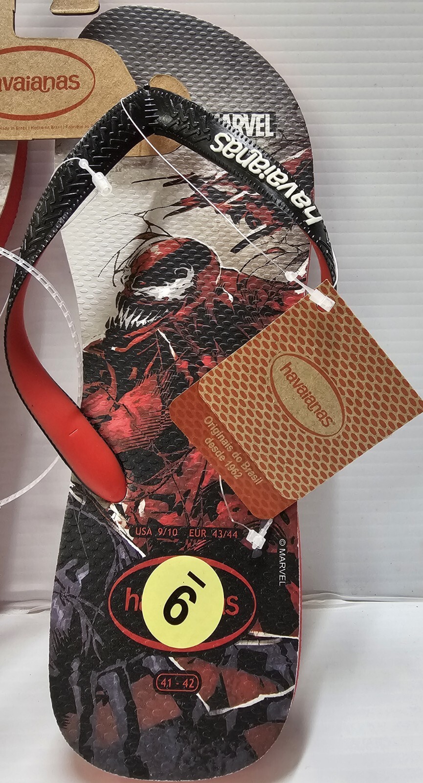 Venom Vs. Carnage Havaianas & Marvel Comics Size 9 Flip Flops Sandals NEW w/Tags