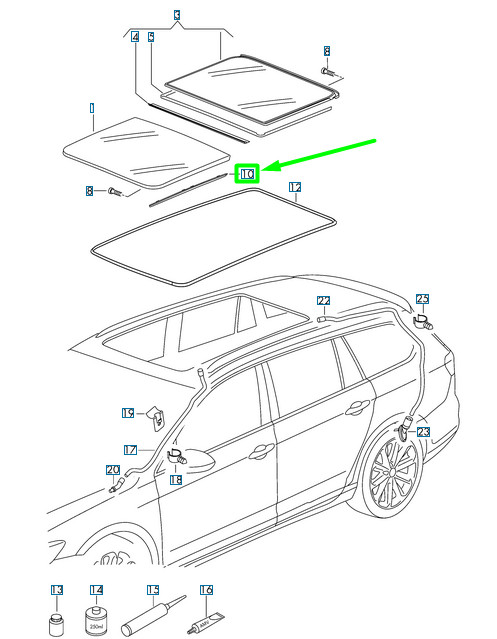 NEU VOLKSWAGEN PASSAT B8 3G PANORAMIC GLASS DACH TRIM 3G98777919B9  